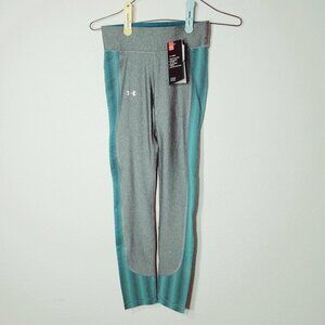 Under Armour Womens HeatGear Compression Leggings XS Gray & Blue Yoga Athletic